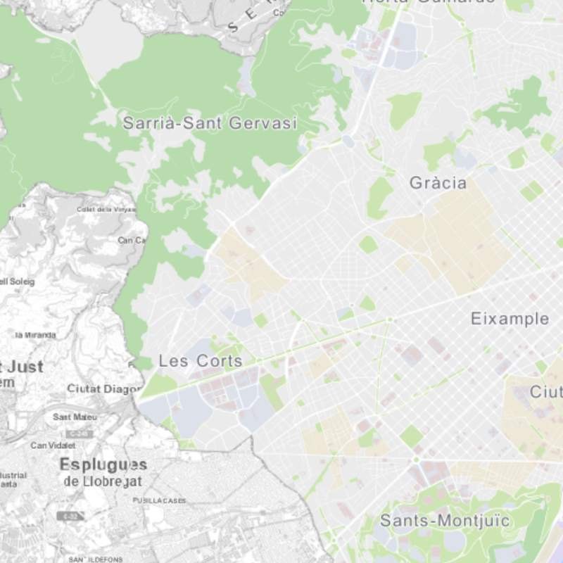 Mapa de zones de servei a Sants, Sants-Badal i Hostafrancs